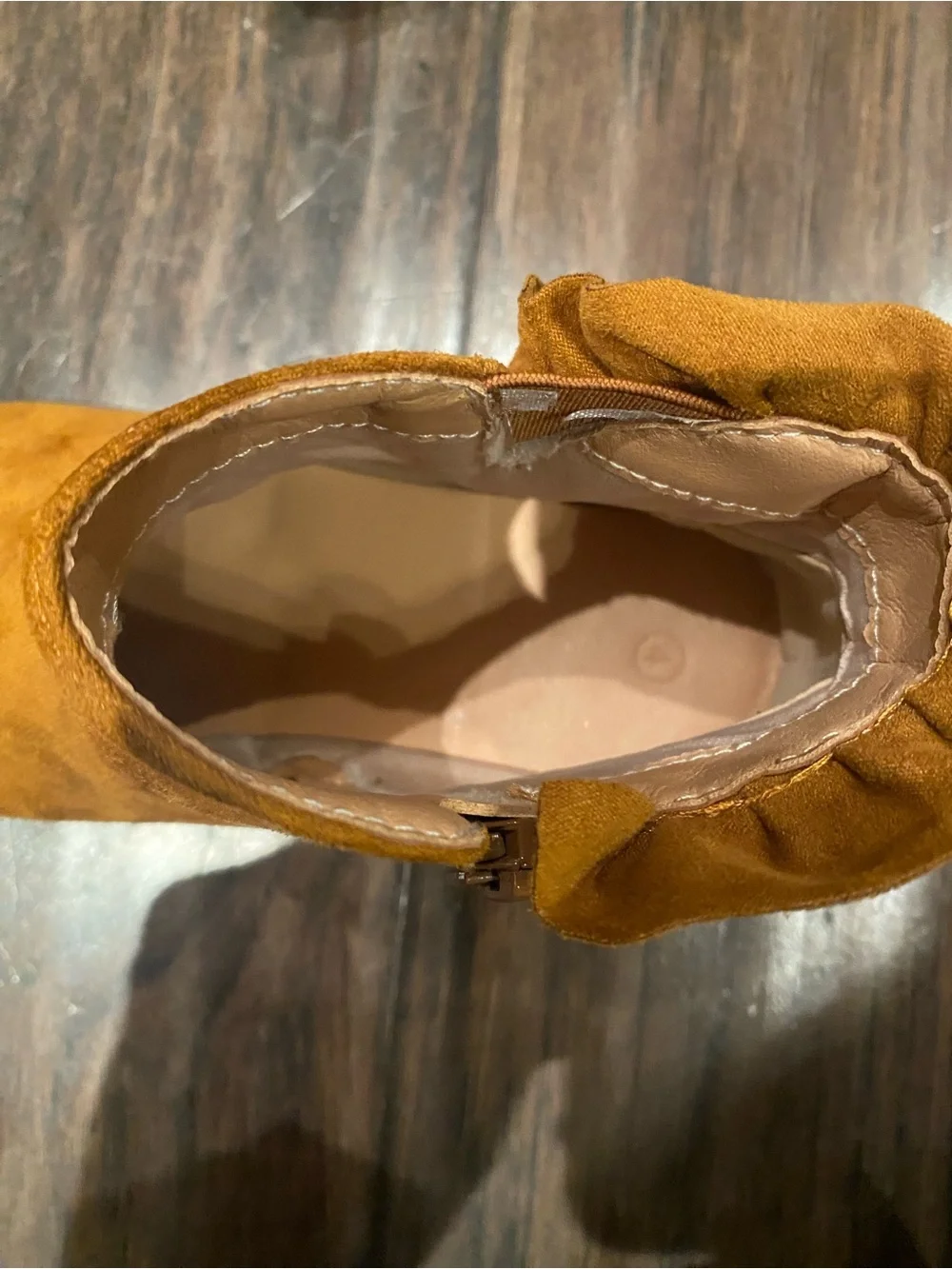 Coutgo Girls Size 4 Cognac Ruffle Ankle Boots